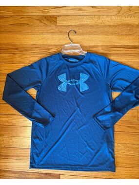 Under Armour Boys Tech Long Sleeve Shirt Blue Youth XL